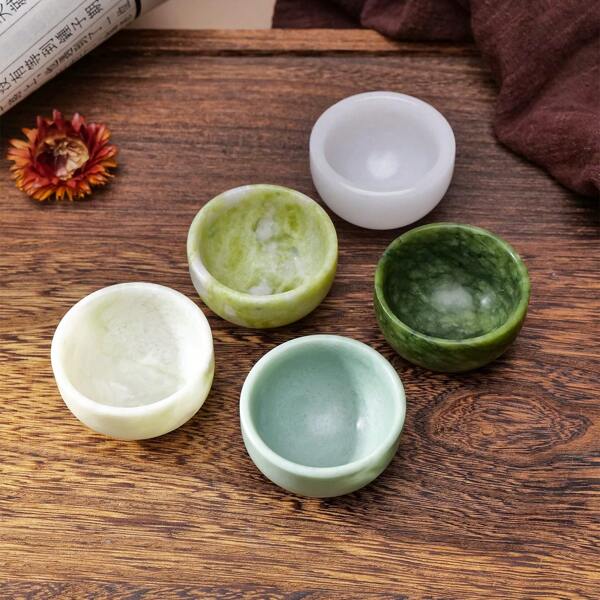1 Peça Tigela e Copo de Cristal de Jade Natural - Tigela de Desmagnetização de Jade Couve-flor, Copo de Cristal de Quartzo Reiki para Decoração do Lar