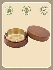 家用客厅防灰创意办公圆形木质炉灶，防飞防摔设计 - 不锈钢内胆易于清洁，适用于办公室、家庭、房间、酒吧装饰，可作礼品，经典圆形 - 适用于客厅、办公室、餐厅和餐车，经久耐用 - 彩色 - 查看 17