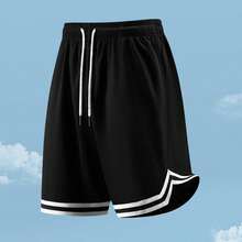 ​Summer New Arrival Boyfriend Style Men's Solid Color Quick-Drying Casual Sports Shorts With Drawstring Waistband, Perfect For Fitness, Running, And Beachwear - Black - View 1