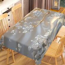 1/20pcs Elegant Polyester Tablecloth,Diamond Tree And Flowers Pattern,Machine Washable,For Kitchen Dining, Buffet Table, Holiday Dinner, Party, Banquet, Restaurant, Wedding, And Home Decoration - Perfect For Any Occasion