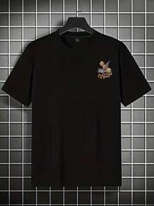 SU ER Men's Fashionable Printed Short Sleeve T-Shirt | Exquisite Design | Essential For Summer | Easy To Match, Showcasing Your Style - Black - View 4