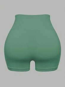 1pc Women's Seamless High Waist Solid Color Knit Sports Shorts, Yoga Training Cycling Shorts, Comfortable Skin-Friendly Fashion Workout Pants