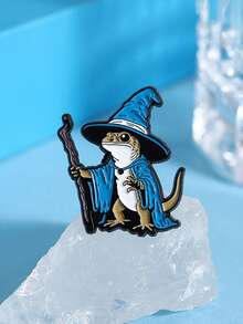 1pc Lizard Wizard Enamel Badge, Punk Gothic Blue Animal Metal Brooch, Decorative For Backpack, Clothes, Lapel, Unique Jewelry Gift - Multicolor - View 7