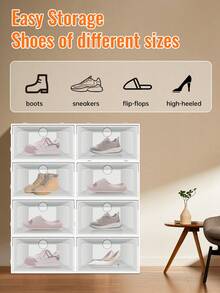 Shoe Organizer 20 Pack, Shoe Storage Box, Shoe Rack Alternative, Clear Plastic Stackable Shoe Organizer, - White, For Wardrobe, Space Saving Foldable Shoe Rack Sneaker Storage Box - Transparent - View 4