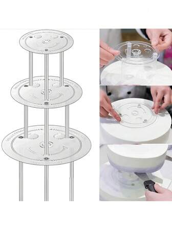 1 件圆形蛋糕支架，蛋糕分隔器，蛋糕堆叠，支撑多层蛋糕支撑套装，悬挂式多层蛋糕支架垫，适用于婚礼和生日蛋糕
