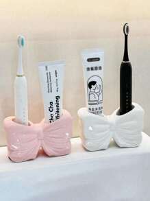 1 pièce Support de brosse à dents asymétrique de style nordique, support de brosse à dents électrique, étagère de rangement pour maquillage, organisateur de brosse à dents, étagère décorative pour bureau à la maison, décoration de chambre esthétique, décoration domestique, organisation gain de place, accessoires pour la cuisine, la salle de bain et la chambre, décoration d'automne, retour à l'école