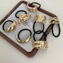 7个/6个/5个/1个金属简约时尚发圈套装 马尾辫发圈 发绳 橡皮筋 发圈 发绳 弹性发圈 发圈 发饰 发饰 发带 - 彩色 - 查看 4