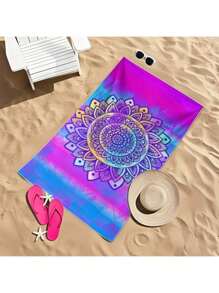 1 pezzo Asciugamano da spiaggia stampato in fibra ultrafine super assorbente, elementi essenziali da viaggio, accessori da viaggio, elementi essenziali da spiaggia