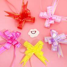 100/Pcs Gift Basket Pull Bows Random Colors, 10 Colors (Small Color Difference) Spring Gift Wrapping Decoration, Gold Decorative Pull Bows With Ribbon, Large Pull Bows For Birthday Wedding Easter Gift Wrapping