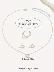 4pcs/Set Fashionable Minimalist 925 Sterling Silver Hollow Flower Pendant Necklace, Earrings, Ring Jewelry Set For Women, Surprise Gift, Suitable For All Occasions