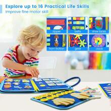 1PC Busy Board Toddlers Sensory Activity Board - Montessori Toys 3-5 Years Old Boy Airplane Car Travel Essentials Kids Road Trip Games Quiet Book Birthday Gifts Preschool Learning Toy Baby Educational Toys