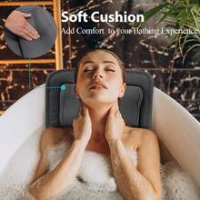 Full Body Bath Pillow With Adjustable Lumbar Roll Pillow Bathtub Cushion With 14 Suction Cups 3D Air Mesh Fit Any Tub Gray Bathroom Accories - Gray - View 4
