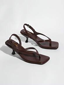 Sandalias de tacón alto con estilo francés para mujer, nuevas sandalias de verano con puntera puntiaguda, tacón, tira trasera y tacón de gatito