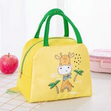 1 pieza Bolsa térmica aislada con estampado de dibujos animados, bolsa de almuerzo de pana, a prueba de fugas, suave y espaciosa, bolsa refrigeradora de almuerzo, caja de almuerzo impermeable, bolsa de maquillaje, bolsa de aseo de viaje, neceser de maquillaje de viaje