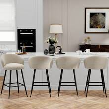 GOOTEEL 24 Inch Bar Stools Set Of 4, Upholstered Barstools, Counter Height Bar Stools Modern Counter Stools For Kitchen Counter Island - White Set Of 4 - View 4
