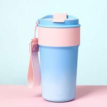 Miniso Stitch Food Party Series Insulated Cup Large Capacity Stainless Steel Straw Cup Water Bottle Large Capacity Cartoon Cute Stitch Portable Travel Coffee Mug Tumbler Gifts 500ml/17oz - Baby Blue - View 9