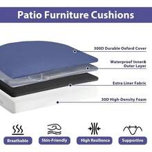 Outdoor Chair Cushions Set Of 4, Waterproof Outdoor Seat Cushions For Patio Furniture, Patio Chair Cushion With Handle And Ties, Square Out Door Chair Pads,19" X 19" X 3", Navy Blue