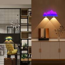 1 Peça Luminária de Parede LED Inteligente Ajustável, Luz de Parede Criativa Minimalista Moderna com Montanha Nevada, Sensor Infravermelho, Controle Remoto RGB, Recarregável por USB, Adequado para Quarto, Sala, Corredor, Sala de Estar