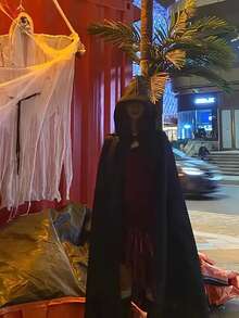 男女通用万圣节连帽斗篷，派对角色扮演披风，恶魔女巫巫师长袍，适合万圣节、圣诞节、狂欢节、生日派对，送给家人和朋友的完美礼物，黑色斗篷 - 彩色 - 查看 3