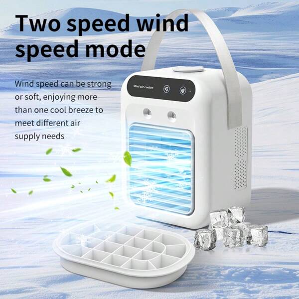 1pc Compact USB Powered Mini Air Conditioner Fan - Portable Rechargeable Desktop Air Cooler For Perfect Summer Cooling - Ideal For Home And Office Use