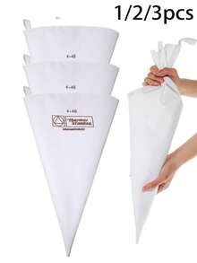 1/2/3个装加厚裱花袋，蛋糕DIY烘焙裱花工具，可重复使用，复活节派对婚礼礼物，婚礼和生日用品，家居和派对装饰 - 杏色 - 查看 1