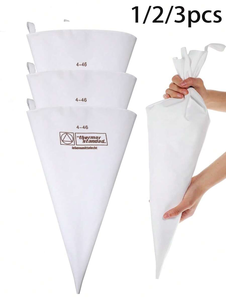 1/2/3个装加厚裱花袋，蛋糕DIY烘焙裱花工具，可重复使用，复活节派对婚礼礼物，婚礼和生日用品，家居和派对装饰 - 杏色 - 查看 1