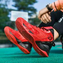 男士篮球鞋透气，专为健身房打造，缓冲防滑运动鞋，适合健身房训练、篮球、新款、透气、轻便、男女通用运动鞋 - 紅色 - 查看 4