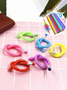 20 Stücke flexible farbige gestreifte biegbare Bleistifte mit Radiergummis, Geschenke und Partydekorationen (Nur für Erwachsene), zufällige Farben