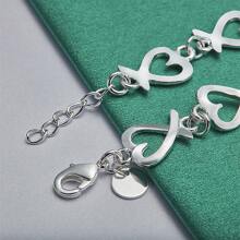 Wykwintna bransoletka z serduszkiem ze srebra próby 925 o długości 8 cali dla kobiet, modna, luksusowa, prezentowa, biżuteria na imprezę