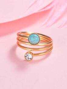 1 件波西米亚奢华水晶多层不锈钢女士戒指 - 彩色 - 查看 14