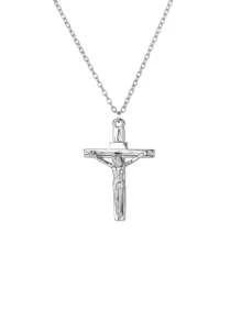 Colar com pingente de cruz cristã de Jesus, 1 peça, para mulheres e homens, correntes de aço inoxidável, gargantilha religiosa, joias, oração, presentes de batismo