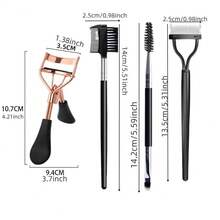 卷曲玫瑰金镀睫毛夹、睫毛刷、睫毛梳、化妆必备品、造型工具、眼部工具、便携式眼部工具，适合圣诞节、新年、毕业礼物 - 彩色 - 查看 5