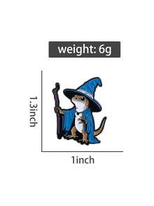 1pc Lizard Wizard Enamel Badge, Punk Gothic Blue Animal Metal Brooch, Decorative For Backpack, Clothes, Lapel, Unique Jewelry Gift - Multicolor - View 10
