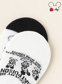 Disney Disney 1/5 pares de calcetines invisibles tipo barco para mujeres, con diversos patrones de Mickey Mouse y combinaciones clásicas de color negro y blanco. Mickey es el ídolo eterno de Disney. Tiene una excelente absorción del sudor, transpirabilidad y durabilidad