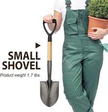 VNIMTI Shovel For Digging, Round Small Shovel With Wooden D-Handle, Metal Garden Shovel For Gardening, 28 Inches - 1 - View 5