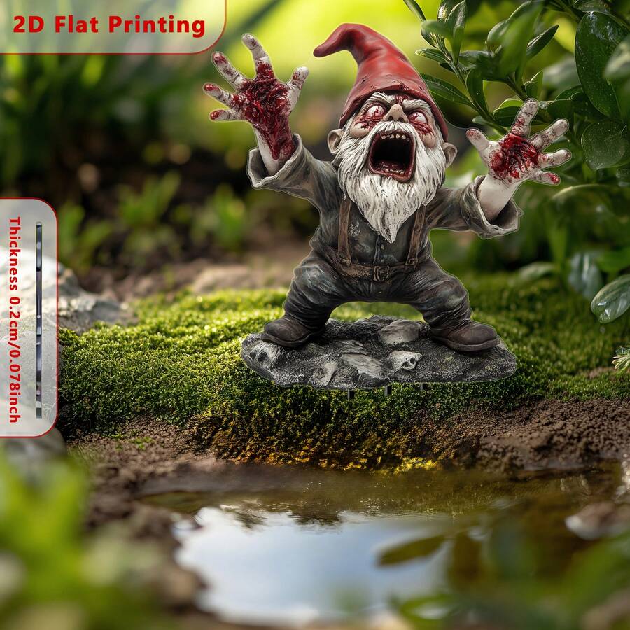 [2D Flat Printed] 1pc Halloween Zombie Decorative Garden Stake, Acrylic Landscape Garden Landmark (30cm X 20cm), Suitable For Potted Plants Decor, Garden Decor, Home Decor, Outdoor Lawn Decor, Friend Birthday Gift, 2D Flat