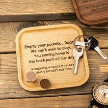 Personalized Valet Tray For Dad, Father's Day Gift, Catch All Table Tray, Birthday Gifts For Dad, Custom Valet Tray, Engraved Key Tray, Empty Your Pockets Daddy, Custom Engraved Wood Tray, Custom Wood Catchall, Personalized Valet Tray For Men - Multicolor - View 10