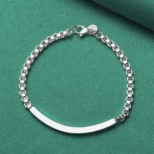 Exquisite 1pc 925 Silver Plated 8 Inches 4MM Box Chain Hip Hop Bracelet For Women Men Fashion Luxury Gift Party Charm Jewelry - Silver - View 3