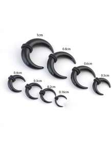 2 Peças Expansor Espiral de Orelha em Acrílico Preto de Caracol, Alargador de Orelha Espiral, Esticador de Perfuração de Orelha para Mulheres e Homens, Joia de Perfuração Corporal Personalizada de 1,6mm - 24mm