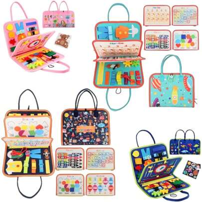 Tablero de actividades Montessori juguetes para niñas y niños, juguetes sensoriales, juguetes educativos de viaje, actividades preescolares para aprender habilidades motoras finas, tablero para bebés de edad educativa