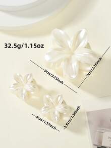 Floral Print Bohemian ABS Plastic Fashion Hair Accessories Flower Claw Clips Elegant Hair Clip - White - View 4
