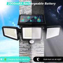 Tuffenough Solar Outdoor Lights 2500LM 210LED Security Lights,3 Heads Dimmable SpotLights With 3 Modes,IP65 Waterproof(1 Packs) - (2 Packs) - View 4