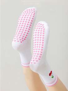 1 paire de chaussettes de yoga Pilates avec antidérapant pour femmes, chaussettes de ballet de longueur d'équipe, chaussettes d'hôpital pour l'entraînement, chaussettes mignonne en silicone résistantes à l'usure et antidérapantes, chaussettes respirantes style cerise pour l'été, chaussettes de danse de gym antidérapantes, chaussettes athlétiques d'équipe adhérentes, chaussettes de sport de fitness antidérapantes, cadeaux pour les amateurs de méditation 6/10/20 pièces