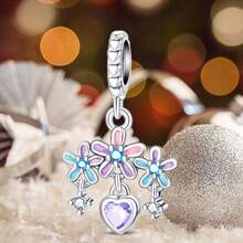 1 pieza Colgante de plata de ley 925 Flor de ensueño: DIY Colgante de gema de color con amor
