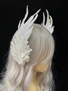 2 pièces Élégants clips pour cheveux ailes d'ange noirs - Design de plumes brillantes, convient pour le cosplay, Halloween et les accessoires photo de fête, cygne noir, décoration photo