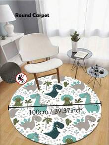 1PC Dinosaur Print Area Rug Suitable For Living Room Home Decor Water-Absorbent Non-Slip Pet-Friendly - Multicolor - View 12