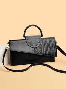 Fashionable Versatile Elegant Business Women Vintage Chic Minimalist Alligator Textured One Shoulder Messenger Bag, Suitable For Shopping, Dating, Commuting, Popular New Design Handbag - Multicolor - View 8