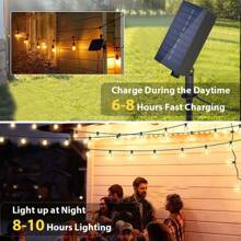 Outdoor Solar Powered G40 Waterproof Shockproof String Lights, Plastic Material Warm White Retro Decor Lighting For New Year Party Wedding Camping Garden Holiday Illumination