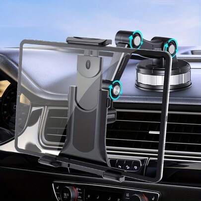 1 件车载吸盘平板电脑支架，可调节平板电脑和手机支架，适用于 4-13 英寸设备，多用途吸盘手机和平板电脑支架