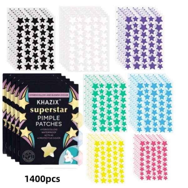 1400 parches, parches en forma de estrella para el acné en la cara, hidrocoloides, absorción, árbol de té, parches de hidrocoloide para el acné